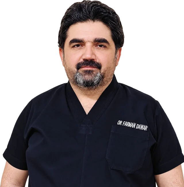 Dr. Farman Dawar in scrubs